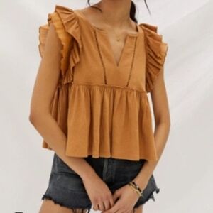 Anthropologie Large Caroline Ruffled Babydoll Top